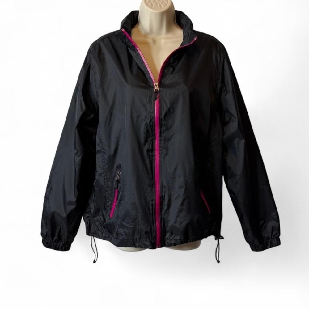 Vintage Faded Glory Black Windbreaker Jacket‎